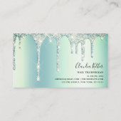 Elegant, stijlvol, groen gekleurd glitter druppelt visitekaartje (Achterkant)