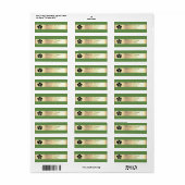 Elegant Stijlvol, Groen, Gold Shamrock Adres Etiket (Full Sheet)