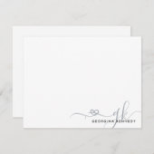 Elegant stijlvol hartscript 2-monogram Initiaal Notitiekaartje (Voorkant / Achterkant)