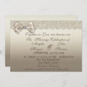 Elegant Stijlvol, kant, Bow Wedding Invitation Kaart (Voorkant / Achterkant)