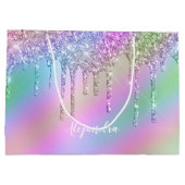 Elegant stijlvol, kleurrijk holografisch glitter d groot cadeauzakje (Achterkant)