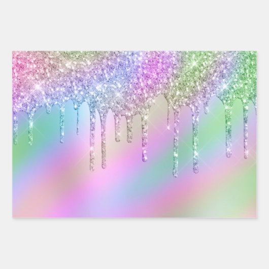 Elegant stijlvol, kleurrijk holografisch glitter d inpakpapier vel (Voorkant)