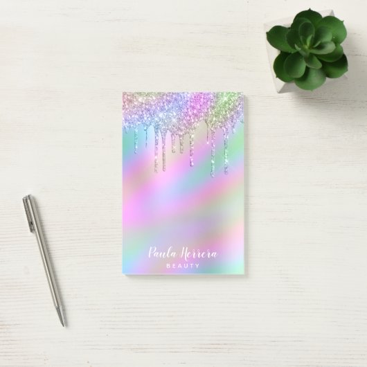 Elegant stijlvol, kleurrijk holografisch glitter d post-it® notes (Kantoor)