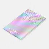 Elegant stijlvol, kleurrijk holografisch glitter d post-it® notes (Schuin)