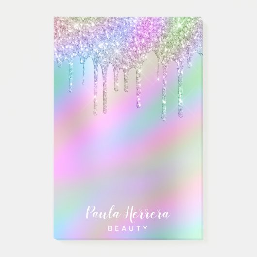 Elegant stijlvol, kleurrijk holografisch glitter d post-it® notes (Voorkant)