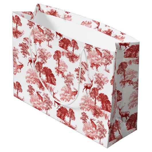 Elegant Stijlvol Landelijk Toile Herten Fox in Woo Groot Cadeauzakje (Achterkant Gekanteld)