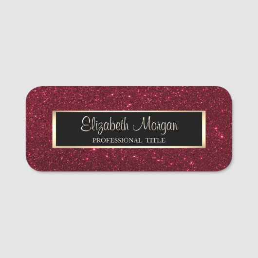 Elegant stijlvol Lijst, rood glitter Naamplaatje (Voorkant)