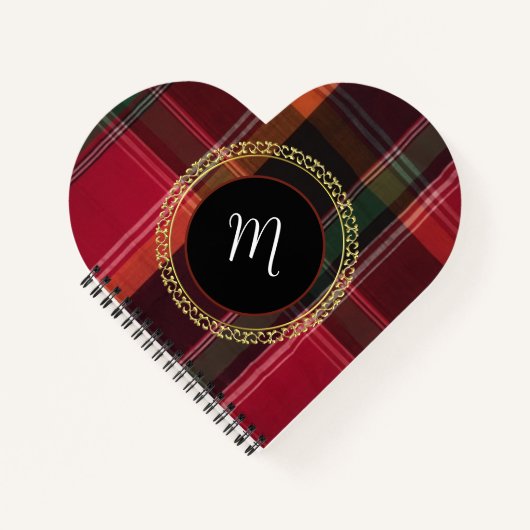 Elegant Stijlvol Madras Plaid Patroon Monogram Notitieboek (Voorkant)