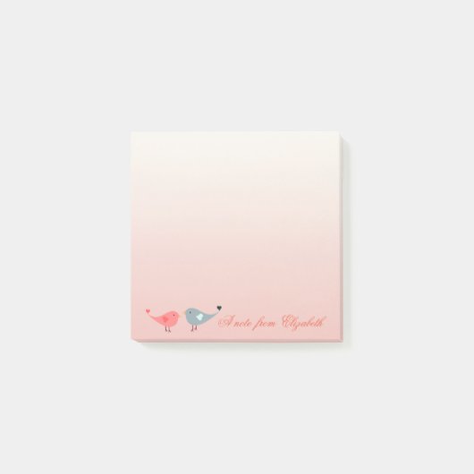 Elegant stijlvol meisje, vogels in liefde post-it® notes (Voorkant)