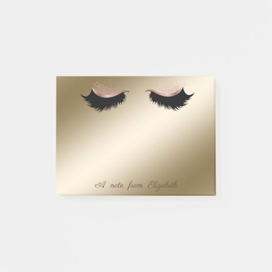 Elegant Stijlvol, Meisjes, Goud, Faux Lashes Post-it® Notes (Voorkant)