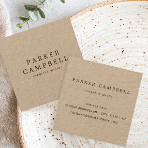Elegant stijlvol minimalistisch bruin Kraft papier Vierkante Visitekaartje