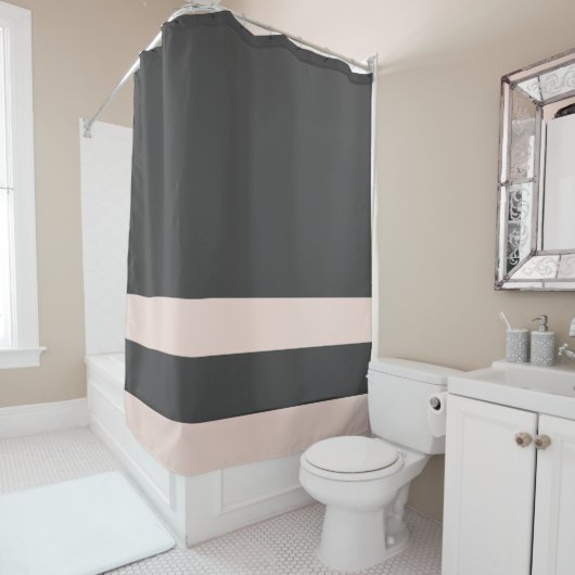 Elegant Stijlvol Modern Donker Houtskool Grijs en  Douchegordijn (In situ)