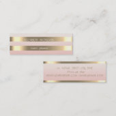 Elegant stijlvol, modern Faux Gold Striped, Roze Mini Visitekaartje (Voorkant / Achterkant)