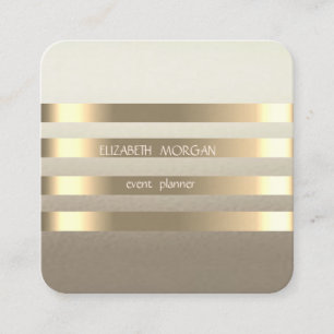 Elegant stijlvol, modern Faux Gold Striped Vierkante Visitekaartje