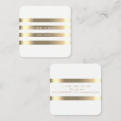 Elegant stijlvol, modern Faux Gold Striped, White Vierkante Visitekaartje (Voorkant / Achterkant)