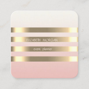 Elegant stijlvol, modern Faux Gold Striped, zwart Vierkante Visitekaartje