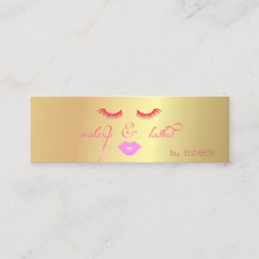 Elegant stijlvol, modern goud, lips, as, Makeup Mini Visitekaartje (Voorkant)