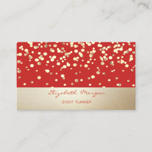 Elegant Stijlvol, Modern, Gouden Confetti, Rood Visitekaartje