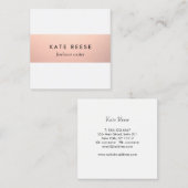 Elegant stijlvol, modern Roos Gold Stripe Vierkante Visitekaartje (Voorkant / Achterkant)