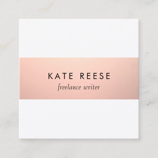 Elegant stijlvol, modern Roos Gold Stripe Vierkante Visitekaartje (Voorkant)