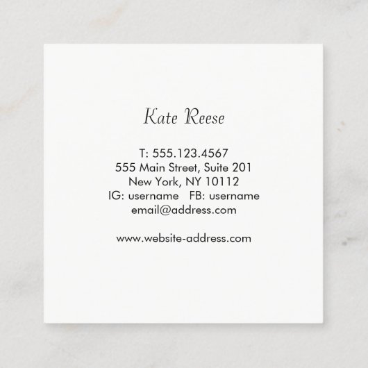 Elegant stijlvol, modern Roos Gold Stripe Vierkante Visitekaartje (Achterkant)