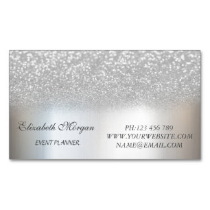 Elegant Stijlvol Modern Silver Glitter Magnetisch Visitekaartje