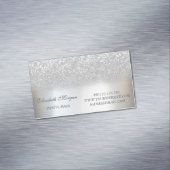 Elegant Stijlvol Modern Silver Glitter Magnetisch Visitekaartje (Voorbeeld)
