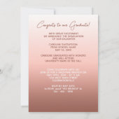 Elegant Stijlvol Ombre Coral Blush Pink Afstuderen Aankondiging (Achterkant)