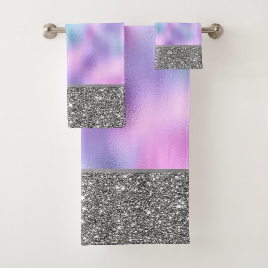 Elegant stijlvol Ombre Iridescent Glitter Shiny Bad Handdoek (Insitu)