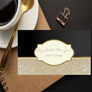 Elegant stijlvol ontwerp, Damask, Black, Lijst Visitekaartje