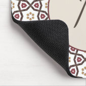 Elegant Stijlvol Rood Wit Patroon Monogram Muismat (Hoek)