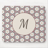 Elegant Stijlvol Rood Wit Patroon Monogram Muismat (Voorkant)