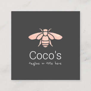Elegant Stijlvol Roos Gouden Bee Logo Vierkante Visitekaartje
