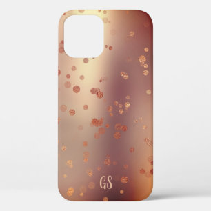 Elegant stijlvol roos gouden stippen monogram iPhone 12 pro hoesje