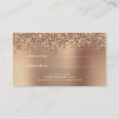 Elegant stijlvol roos goudglitter make-up en haar aanbevelingskaartje (Achterkant)