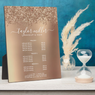 Elegant stijlvol roos goudglitter make-up en haar fotoplaat