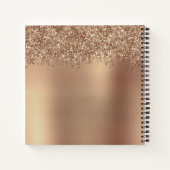 Elegant stijlvol roos goudglitter make-up en haar notitieboek (Achterkant)