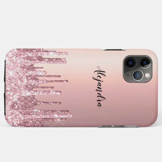 Elegant, stijlvol roos goudglitterdruppels Case-Mate iPhone case (Achterkant (horizontaal))