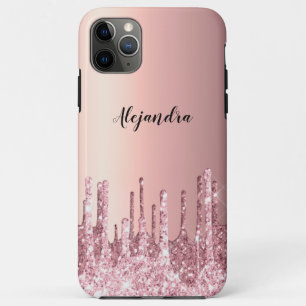 Elegant, stijlvol roos goudglitterdruppels iPhone 11 pro max hoesje