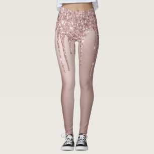 Elegant, stijlvol roos goudglitterdruppels leggings