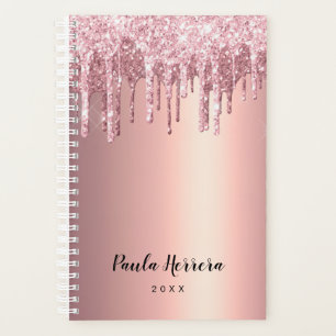 Elegant, stijlvol roos goudglitterdruppels planner