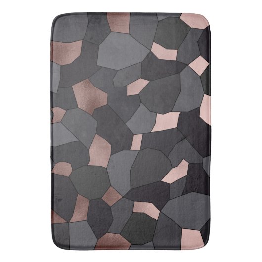 Elegant stijlvol roos goudgrijs en zwart mozaïek badmat (Voorkant Verticaal)