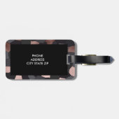 Elegant stijlvol roos goudgrijs en zwart mozaïek bagagelabel (Achterkant horizontaal)