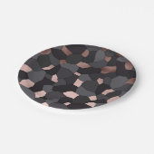 Elegant stijlvol roos goudgrijs en zwart mozaïek papieren bordje (Gekanteld)