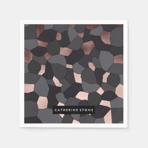 Elegant stijlvol roos goudgrijs en zwart mozaïek servet