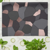 Elegant stijlvol roos goudgrijs en zwart mozaïek theedoek (Gevouwen)