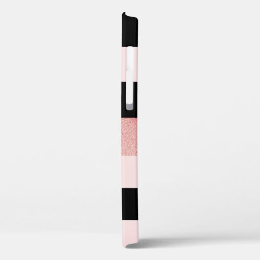 Elegant stijlvol roos goudroze zwarte streep Case-Mate iPhone case (Achterkant / Links)