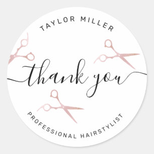 Elegant stijlvol roos goudschaar ronde sticker