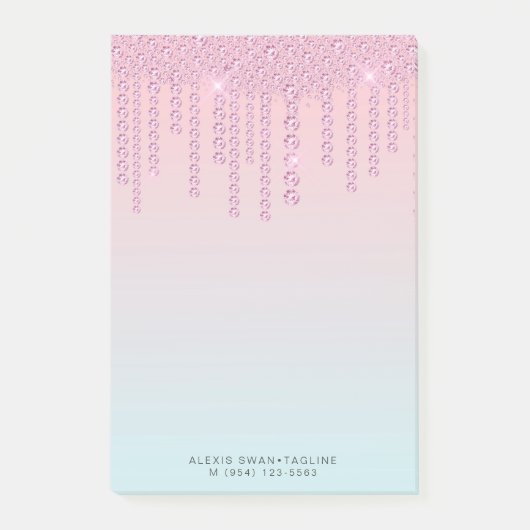 Elegant, stijlvol, roze en blauwe diamanten post-it® notes (Voorkant)