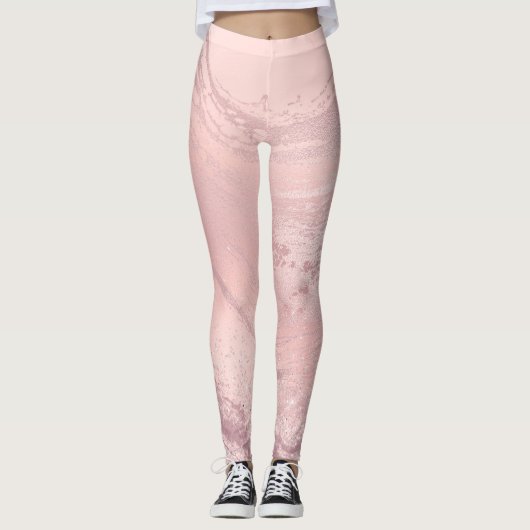 Elegant stijlvol roze roze roze goud glitter marme leggings (Voorkant)